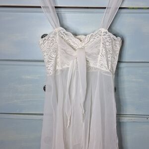Vintage Victorias Secret Gold Label Bridal Sheer Babydoll Ivory Lace Fairycore